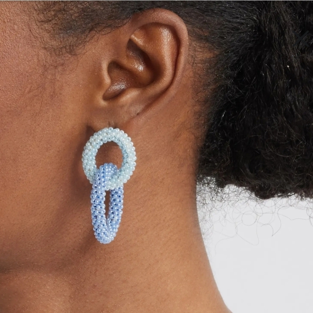 Nordstrom Color Pop Double Hoop Earrings Blue Tonal NEW
